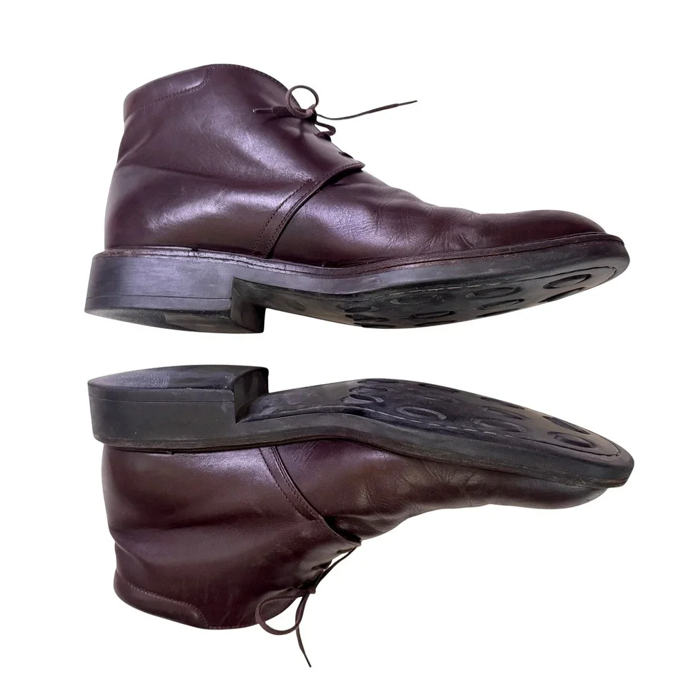 Tod's Chukka Boots Size 11.5 Dark Brown Leather Lace Up Italian Ankle Boots Men